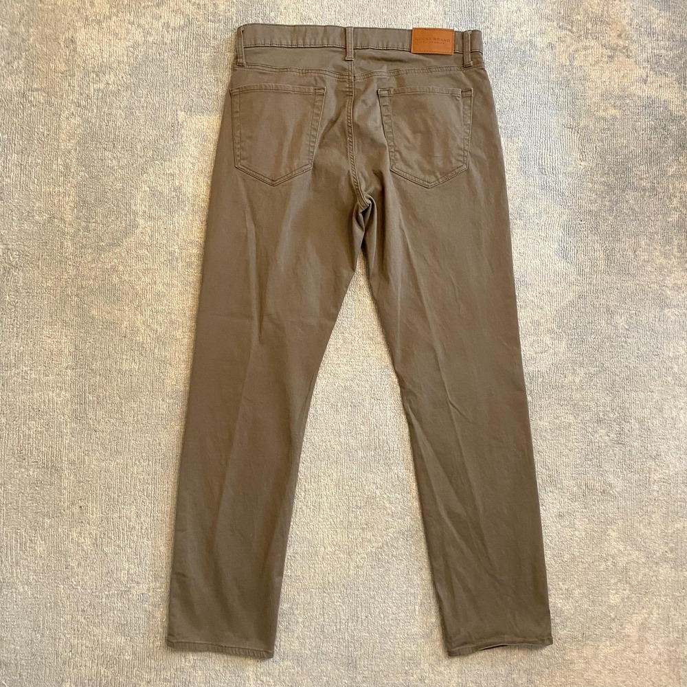 Lucky Brand 121 Slim Straight Pants Mens 33x32 Brown Stretch 5 Pocket Jeans - Picture 11 of 14